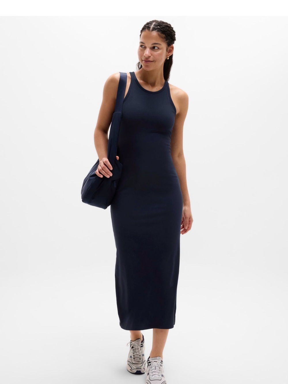 Athleta Midnight Navy Sleeveless Ribbed Maxi Dress